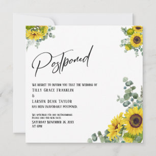 Convites Eucalyptus Sunflower Postpond Wedding Card