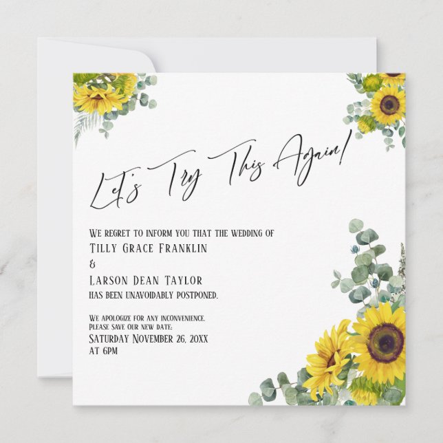 Convites Eucalyptus Sunflower Vamos Tenta Novamente Este Ca (Frente)