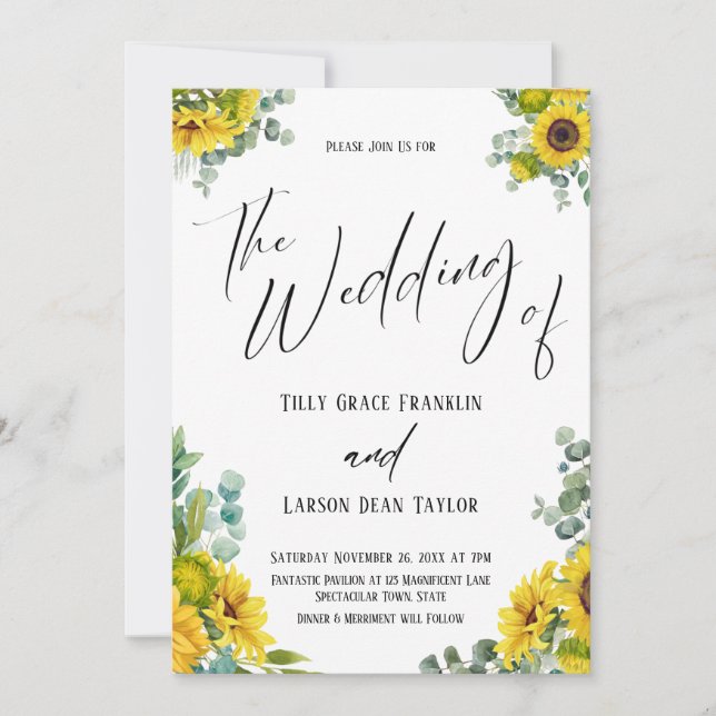 Convites Eucalyptus Sunlows Manuscrito O Casamento De (Frente)