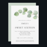Convites Eucalyptus Sweet Sessenta Aniversário<br><div class="desc">Elegante Eucalyptus Doce Dezesseis Convites de aniversário. Estilo botânico moderno para convidar seus convidados para comemorar seu aniversário de 16 anos,  com água verde no topo do lado direito. Personalize facilmente o texto de acordo com as suas necessidades.</div>