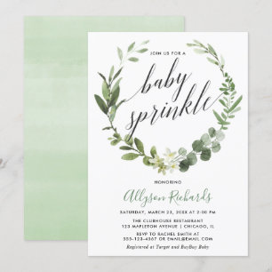 Convites Eucalyptus trepidação de bebês neutro em relaç