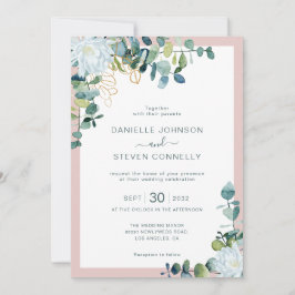 Convites Eucalyptus verde flores brancas casamento