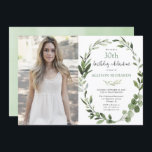 Convites Eucalyptus verde qualquer idade, foto de aniversár<br><div class="desc">Para personalização mais avançada deste design,  basta selecionar o botão "Personalizar o computador" acima!</div>