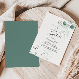 Convites Eucalyptus verde-verão doce 16 Festas de aniversár