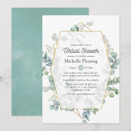 Convites Eucalyptus Virtual Baby ou Chá de panela Geométric