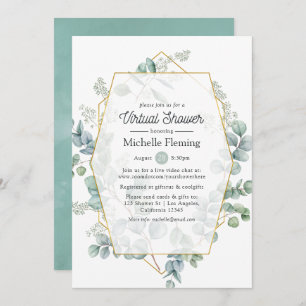 Convites Eucalyptus Virtual Baby ou Chá de panela Geométric