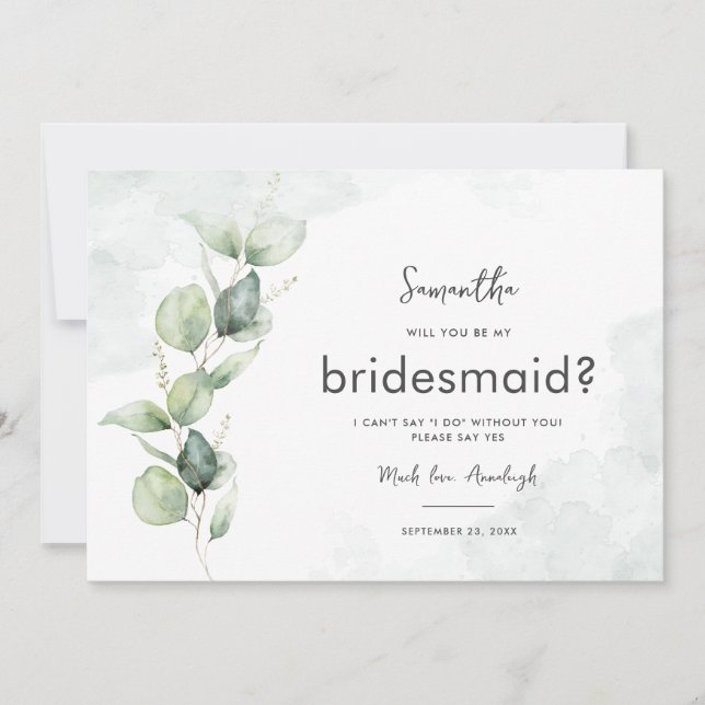 Convites Eucalyptus Você Será Minha Proposta De Bridesmaid (Frente)