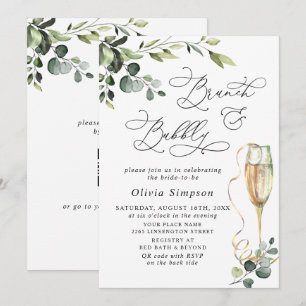 Convites Eucalyptus Watercolor Brunch e Bubble Elegante