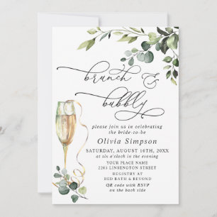 Convites Eucalyptus Watercolor Brunch e Bubble Elegante