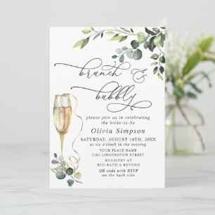 Convites Eucalyptus Watercolor Brunch e Bubble Elegante