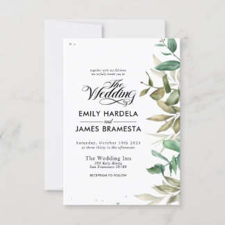 Convites Eucalyptus Watercolor Budget Invitation