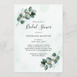 Convites Eucalyptus Watercolor Deixa Chá de panela