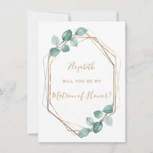Convites Eucalyptus Watercolor Greenery Dourado Matron Hono
