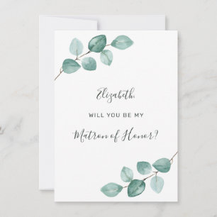 Convites Eucalyptus Watercolor Greenery Matron de Honra