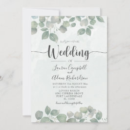 Convites Eucalyptus watercolor Sage Green Weding