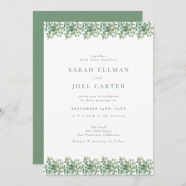 Convites Eucalyptus Wedding (Frente/Verso)