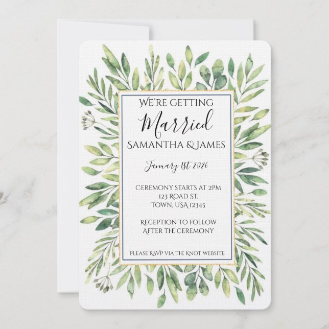 Convites Eucalyptus Wedding Invitation (Frente)