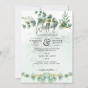 Convites Eucalyptus Wedding Invitation Modern Greenery Dour