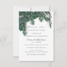 Convites Eucalyptus White Bridal Woodland Rustic
