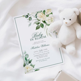 Convites Eucalyptus White Flowers Baby in Bloom Chá