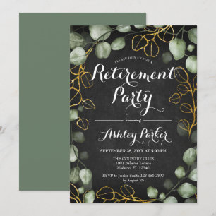 Convites Eucalyptus Wreath Chalkboard Retirement Party
