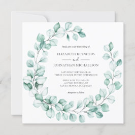 Convites Eucalyptus Wreath Greenery Elegante Watercolor