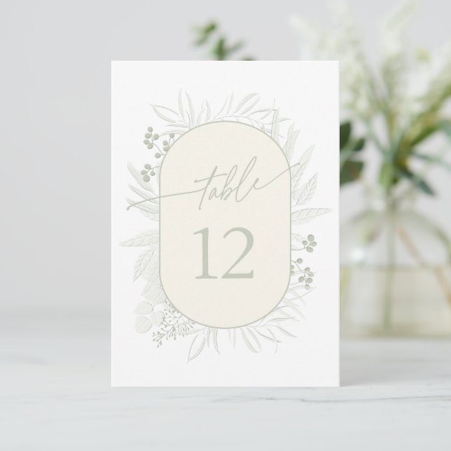 Convites Eucalyptus Wreath Table Number Ivory ID901 (Em pé/Frente)