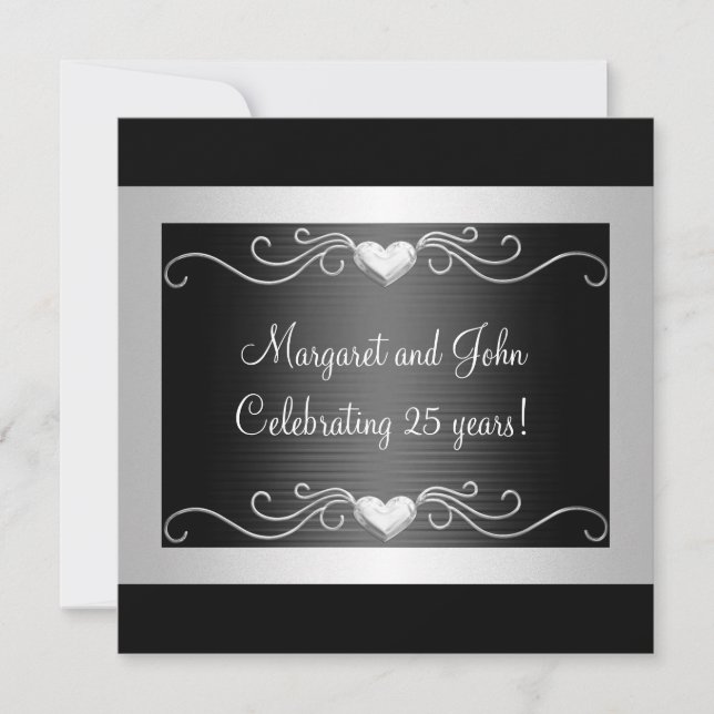 Convites Evento 2 do 25 do Black Silver Love Hearts (Frente)