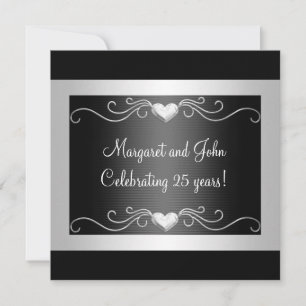 Convites Evento 2 do 25 do Black Silver Love Hearts