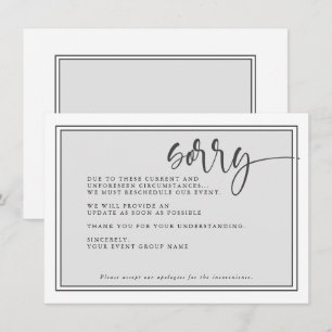 Convites Evento Adiado Moderno Desculpe Reagendar Evento