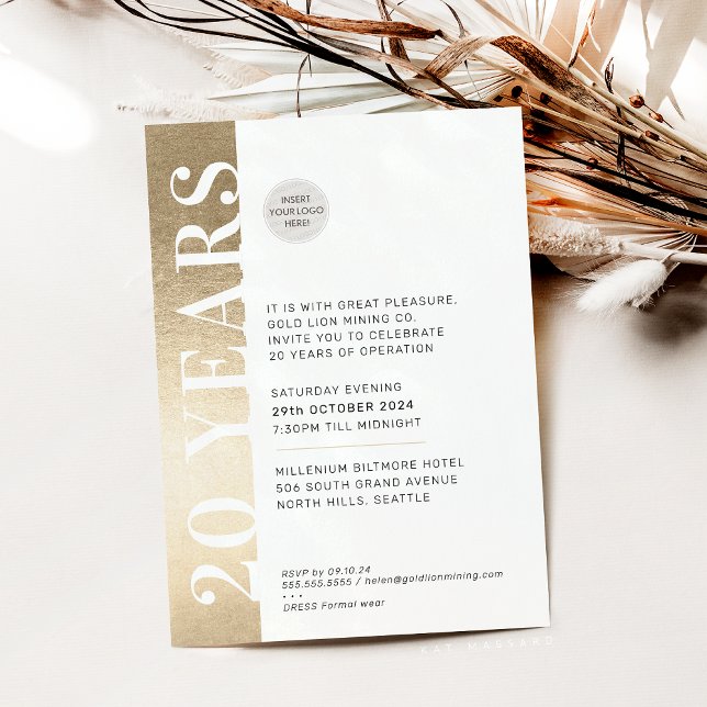 Convites EVENTO ANIVERSÁRIO Logotipo mínimo moderno preto (Criador carregado)