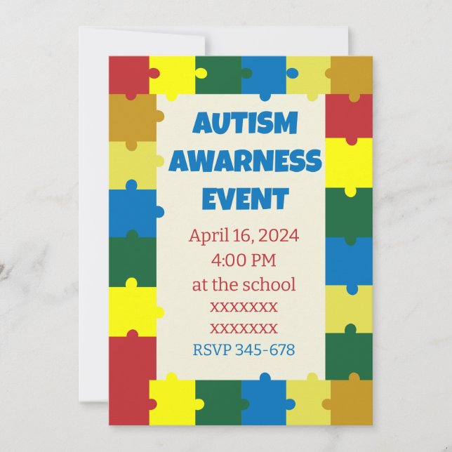 Convites Evento Autism School Awarness (Frente)