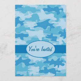 Convites Evento Colorido do Camo Camuflage Azul
