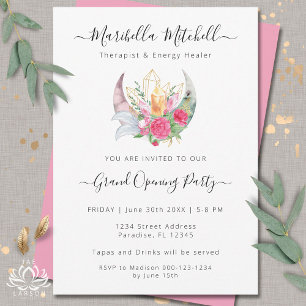 Convites Evento Comercial Boho Moon Cristais Penas Flores