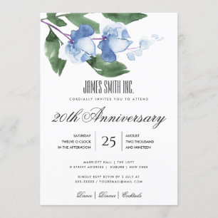 Convites EVENTO CORPORATIVO FLORAL Aquarela VERDE AZUL