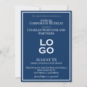 Convites Evento Corporativo ou Empresarial Azul com Logotip