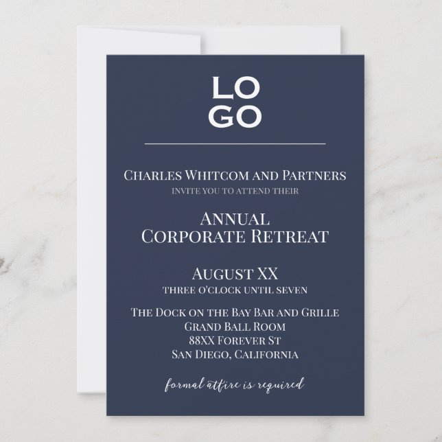 Convites Evento Corporativo ou Empresarial com Logotipo Azu (Frente)