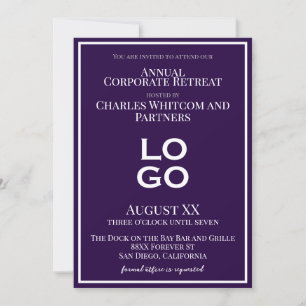 Convites Evento corporativo roxo com logotipo personalizado