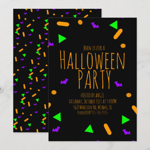 Convites Evento de Aniversário com Purpurina de Halloween N