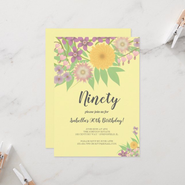 Convites Evento de Aniversário da Avó (Frente/Verso In Situ)