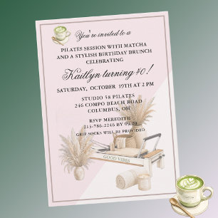 Convites Evento de Aniversário de 40 anos Pilates & Matcha