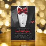 Convites Evento de Aniversário de Tuxedo 30 Negro e Vermelh<br><div class="desc">Comemore em estilo com este Convite de Aniversário de Tuxedo Negro e Vermelho, exuando elegância e sofisticação. Os elegantes antecedentes negros e os sotaques deram o tom para um caso luxuoso, perfeito para uma celebração de marco. Com seu refinado design, inspirado em tuxedo, esse convite capta a essência de uma...</div>