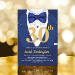 Convites Evento de aniversário do Marinho Azul e Dourado Tu<br><div class="desc">Celebre em estilo com este Marinho, Convite de Aniversário de Tuxedo Azul e Dourado, exuando elegância e sofisticação. O elegante fundo azul Marinho e sotaques dourados martelados dão o tom para um caso luxuoso, perfeito para uma celebração de marco. Com seu refinado design, inspirado em tuxedo, esse convite capta a...</div>