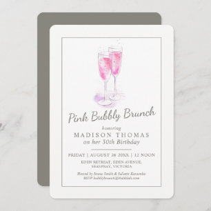 Convites Evento de bolhas de champanhe cor-de-rosa