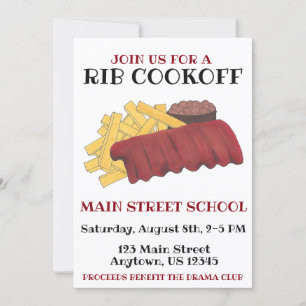 Convites Evento de Caridade do Cookoff de Costela Sobressal
