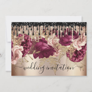 Convites Evento de Casamento Bridal Rosa Rosa Marsala Drive