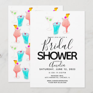 Convites Evento de Chá de Noiva Pintado com Tinta Cocktail 