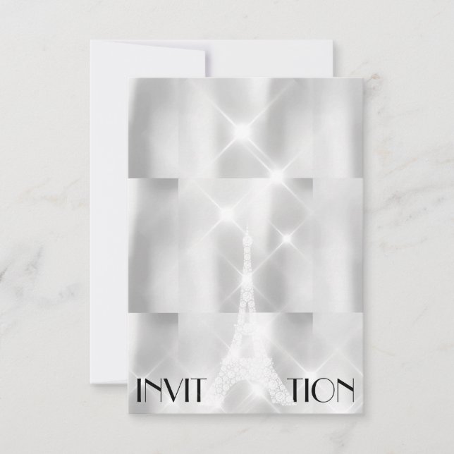 Convites Evento de Chá de panela da Torre Eiffel de Cinza P (Frente)