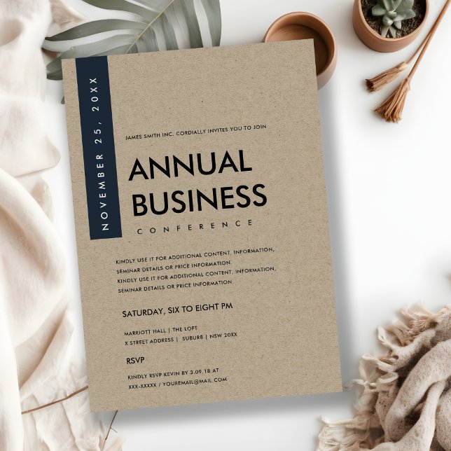 CONVITES EVENTO DE CONFERÊNCIA MODERNA MINIMAL NAVY BRANCO  (Criador carregado)