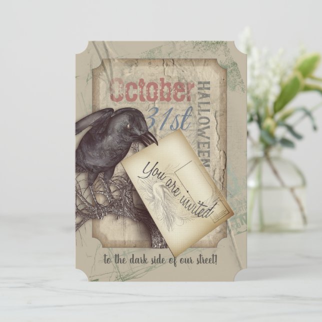 Convites Evento de Dia das Bruxas Negras assustador (Em pé/Frente)